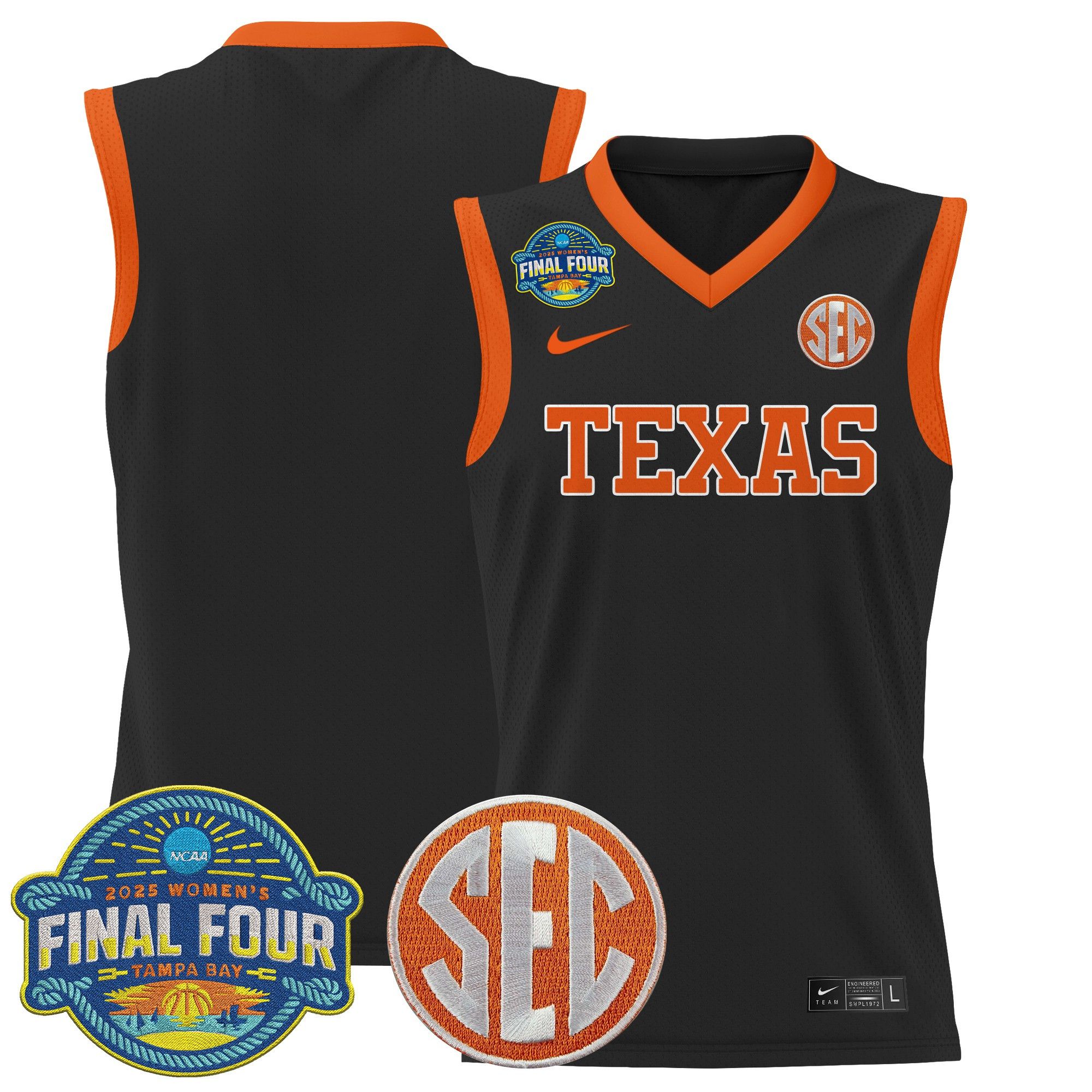 Men Texas Longhorns Blank Black Nike 2025 Final Four Patch Lightweight Basketball NCAA Jersey